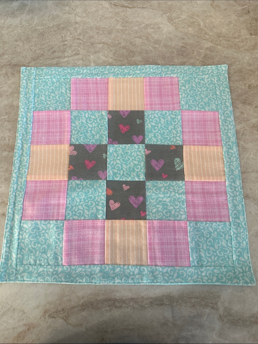 Baby Quilt Blanket in Blue & Pink